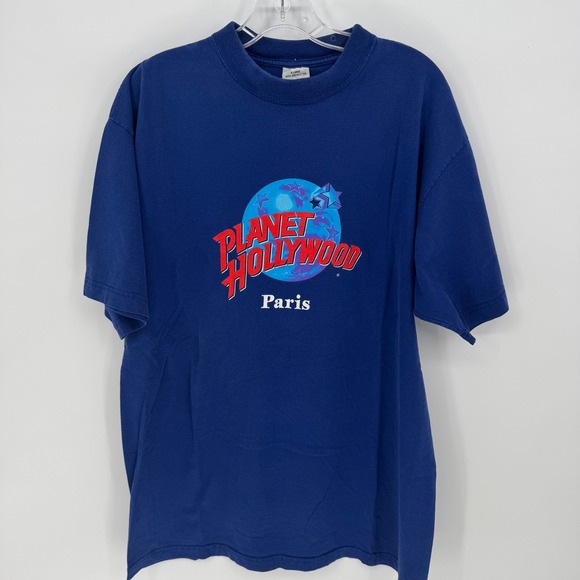 planet hollywood Other - Planet Hollywood Paris Vintage T- Shirt XL Blue Graphic Tee 1991 Vintage Mens‎